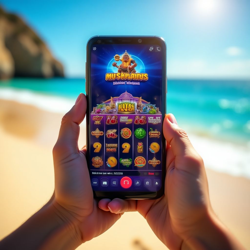 Someone playing on their phone on a sunny Australian beach